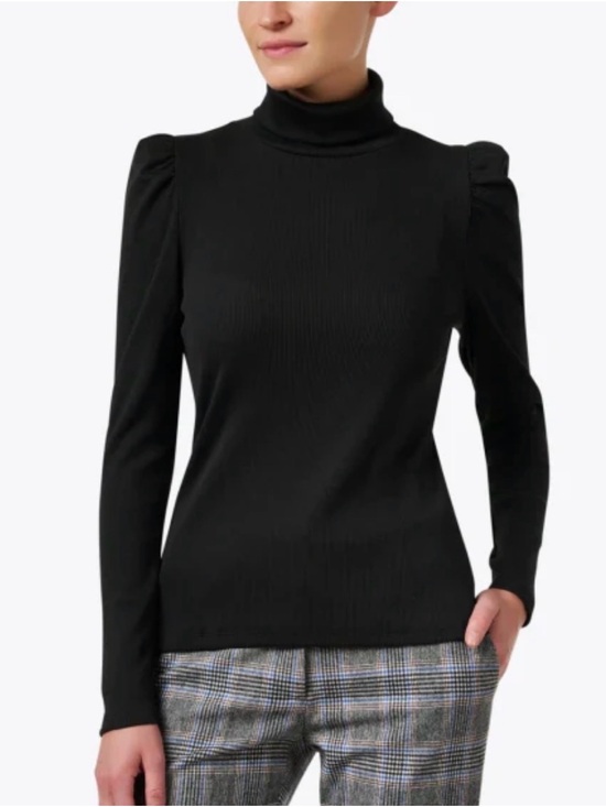 Veronica Beard Sweaters - Veronica Beard Cedar Turtleneck Black Puff-Shoulder Sweater XS